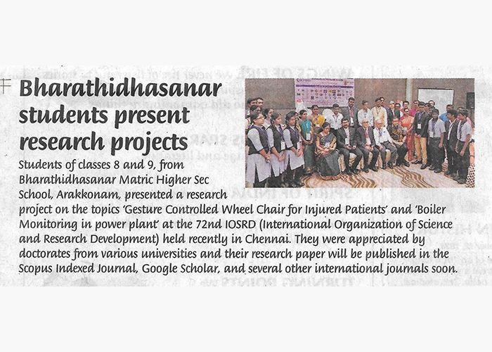 Young Researchers from Bharathidhasanar School Make Their Mark at IOSRD Conference 2018.